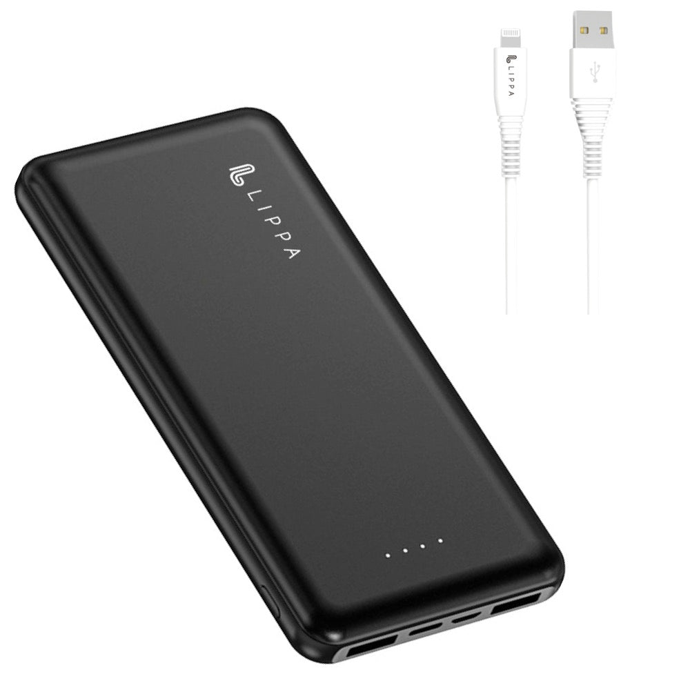 10.000 mAh powerbank og 1 m iPhone USB-A til MFi Lightning kabel