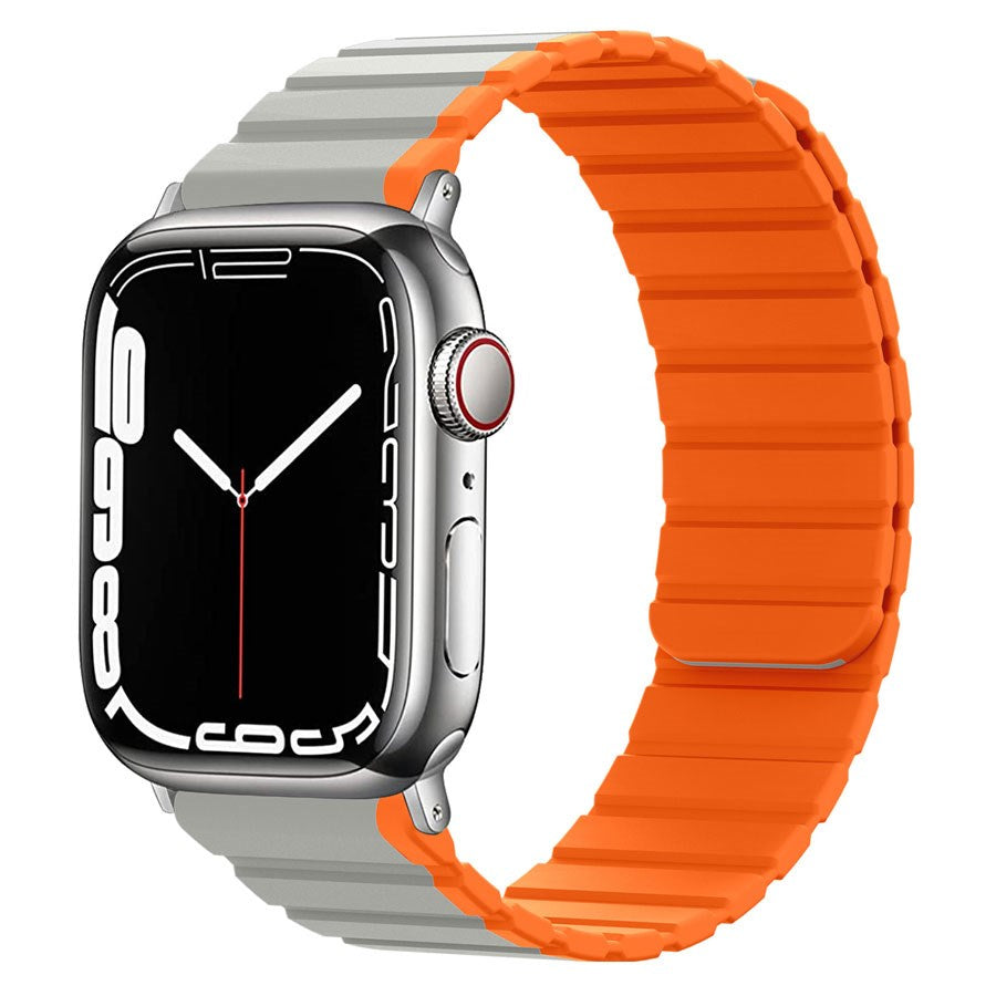 LPAW078 Lippa Apple Watch Magnetisk Silikonerem 38 40 41, Grå Orange 1