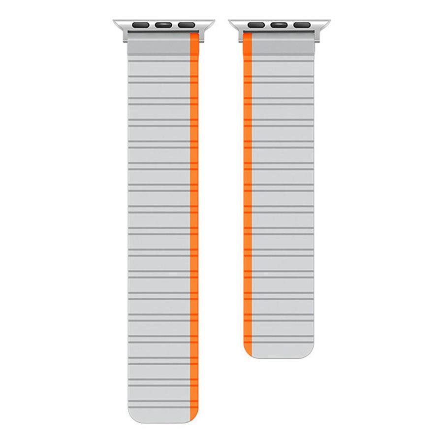 LPAW078 Lippa Apple Watch Magnetisk Silikonerem 38 40 41, Grå Orange 2