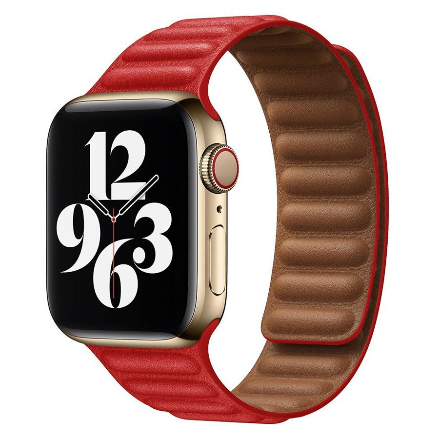 LPAW095 Lippa Apple Watch Magnetisk Læderrem 42 44 45 49, Rød 1