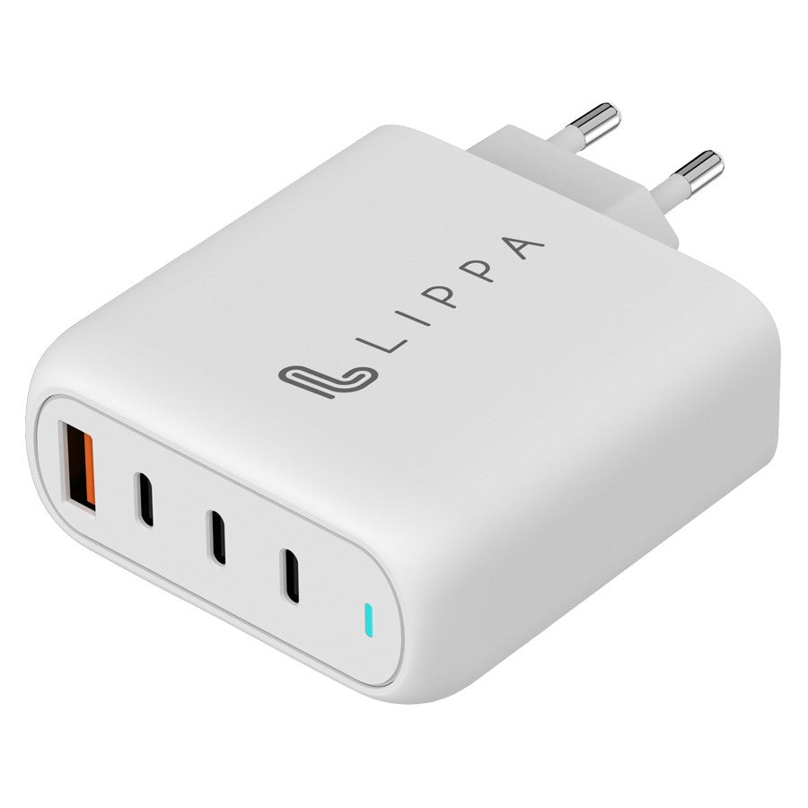 100W 3 x USB-C PD & USB-A QC GaN oplader, Hvid – LPWC100W – produktbillede 2