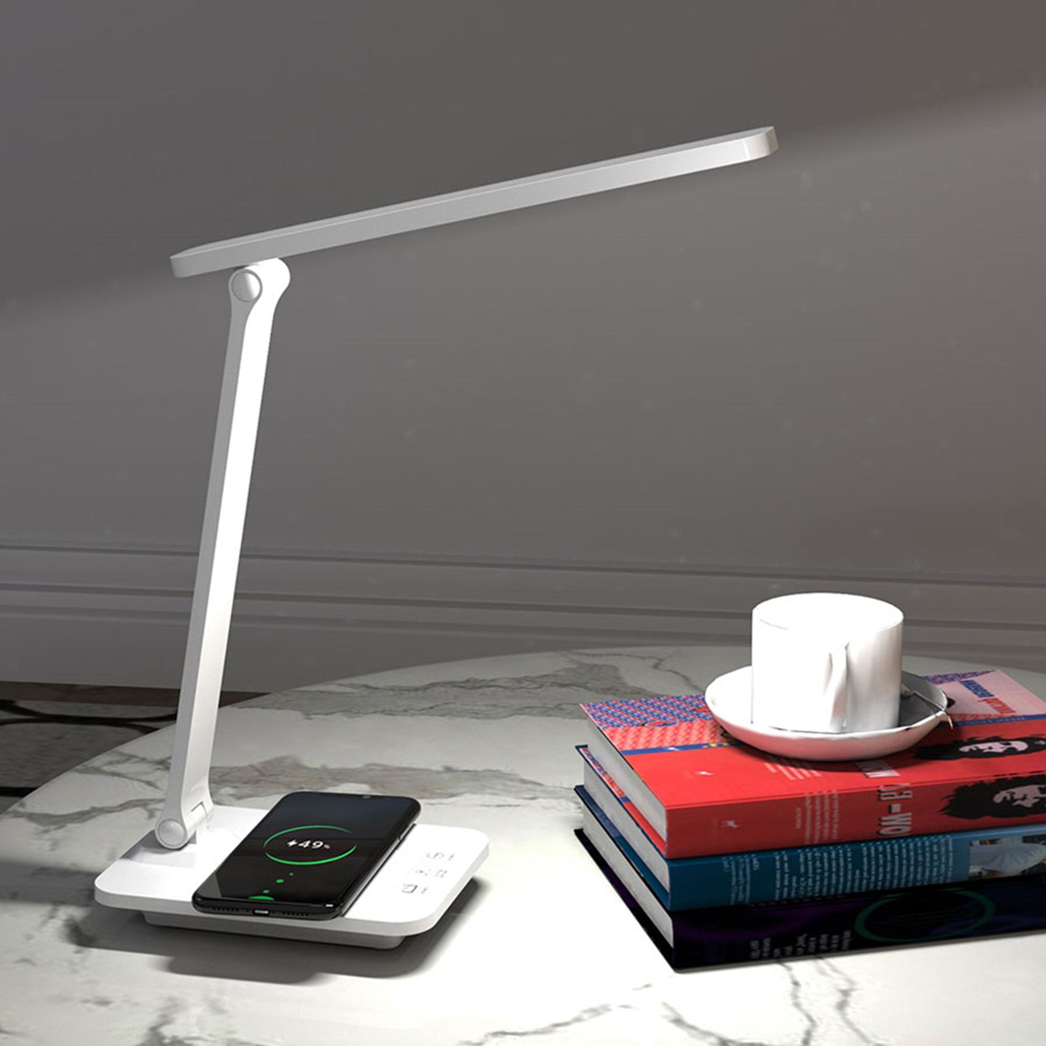 LPL 089 Lippa LED Skrivebordslampe Med Trådløs Opladning, Hvid 7