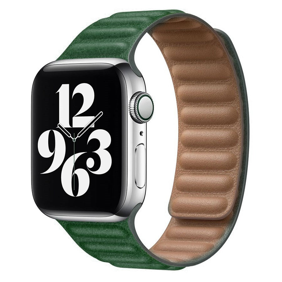 LPAW063 Lippa Apple Watch Magnetisk Læderrem 38 40 41, Mørkegrøn 1