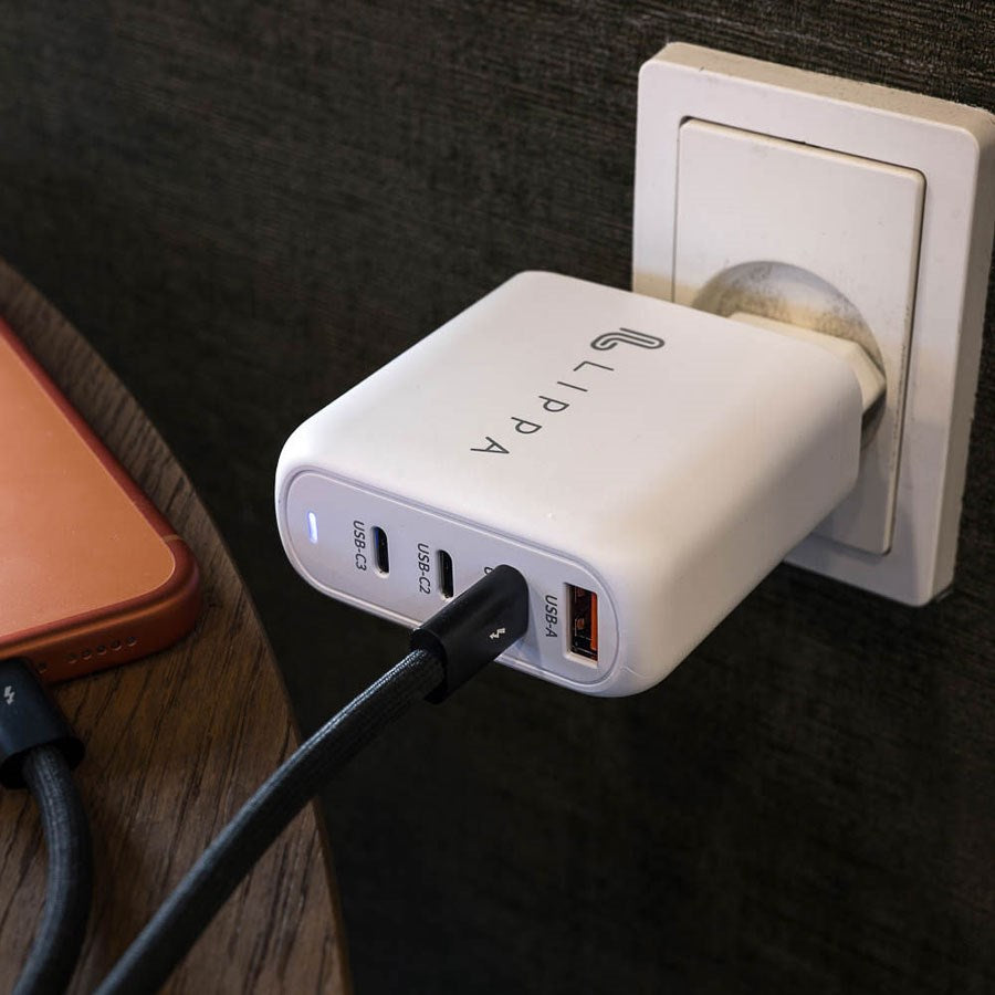 LPWC100W Lippa 100W 3 X USB C PD USB A QC Gan Wall Charger White 3