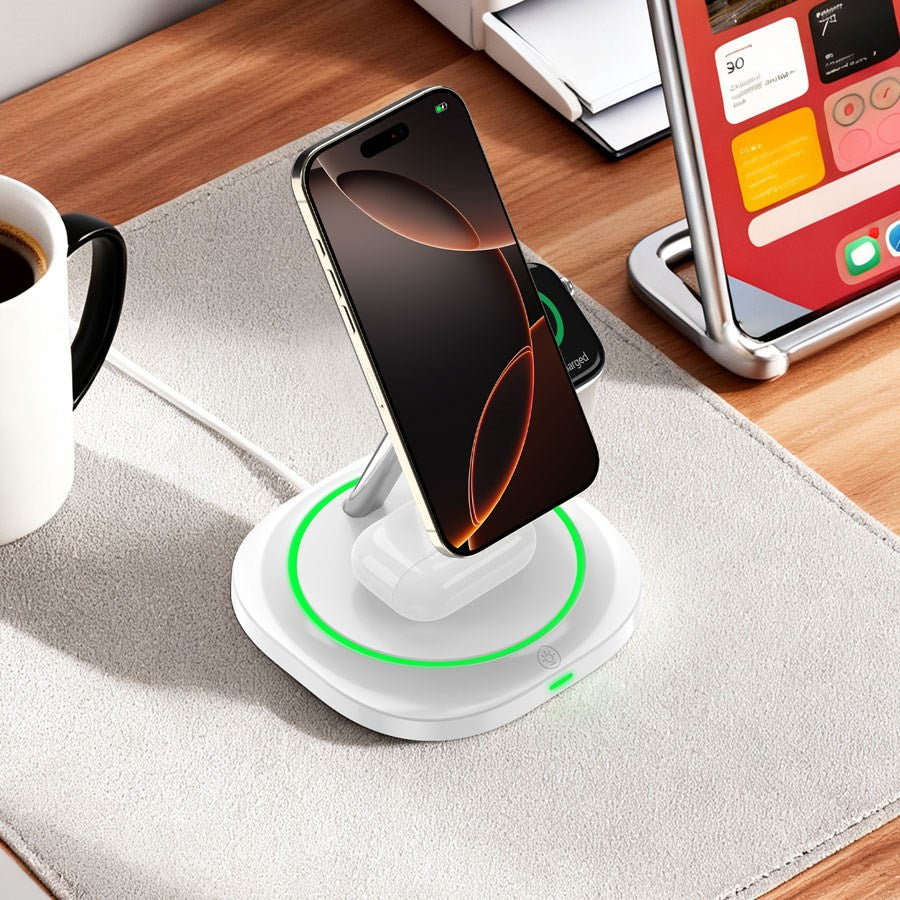 LPWCS02 Lippa 3 In 1 15W Wireless Charger Stand, White 4