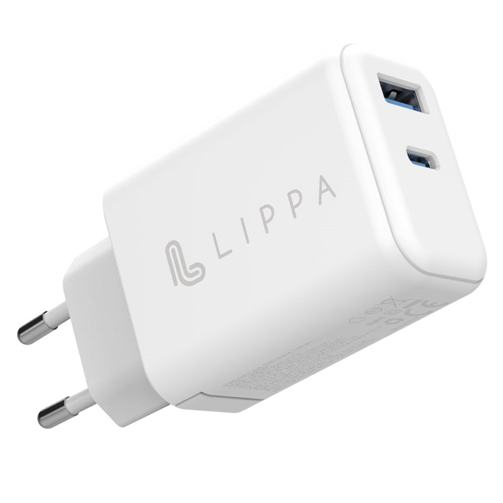 LPWC65W Lippa 65W USB C PD & USB A QC Gan Wall Charger, White 1